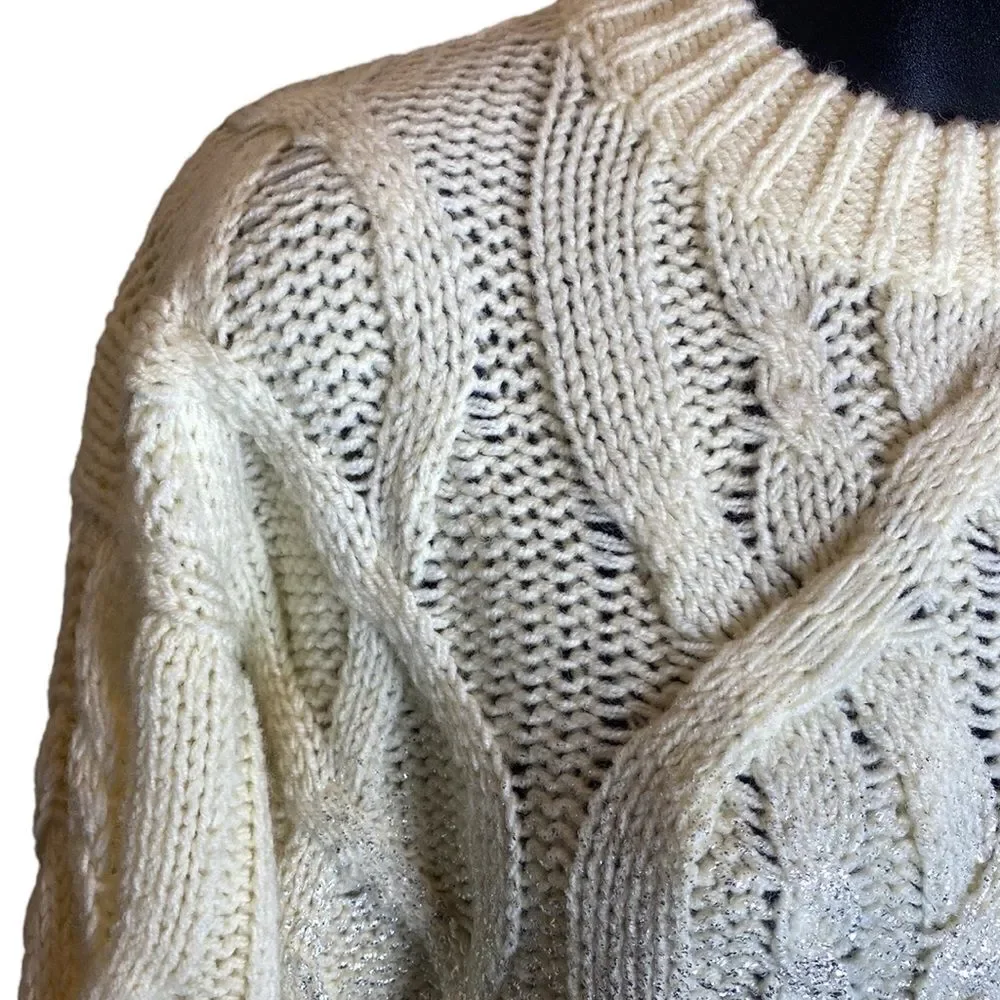 Pinko‎ etiope cable knit wool blend sweater thick chunky fisherman small new